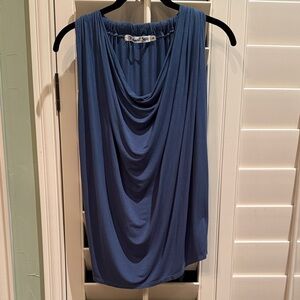 Michael Stars Blue Draped Sleeveless Blouse